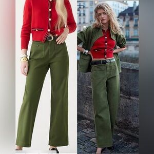 J.Crew Sailor Slim Wide-Leg Chino Pant Women’s Green , size 28